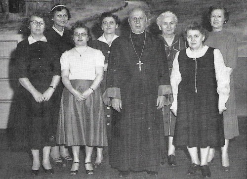 Officers of St. Barbara's Sisterhood with Priest, c.1957