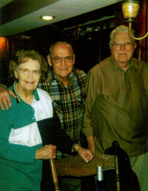 Olga Stinnett with brother George and husband Bill